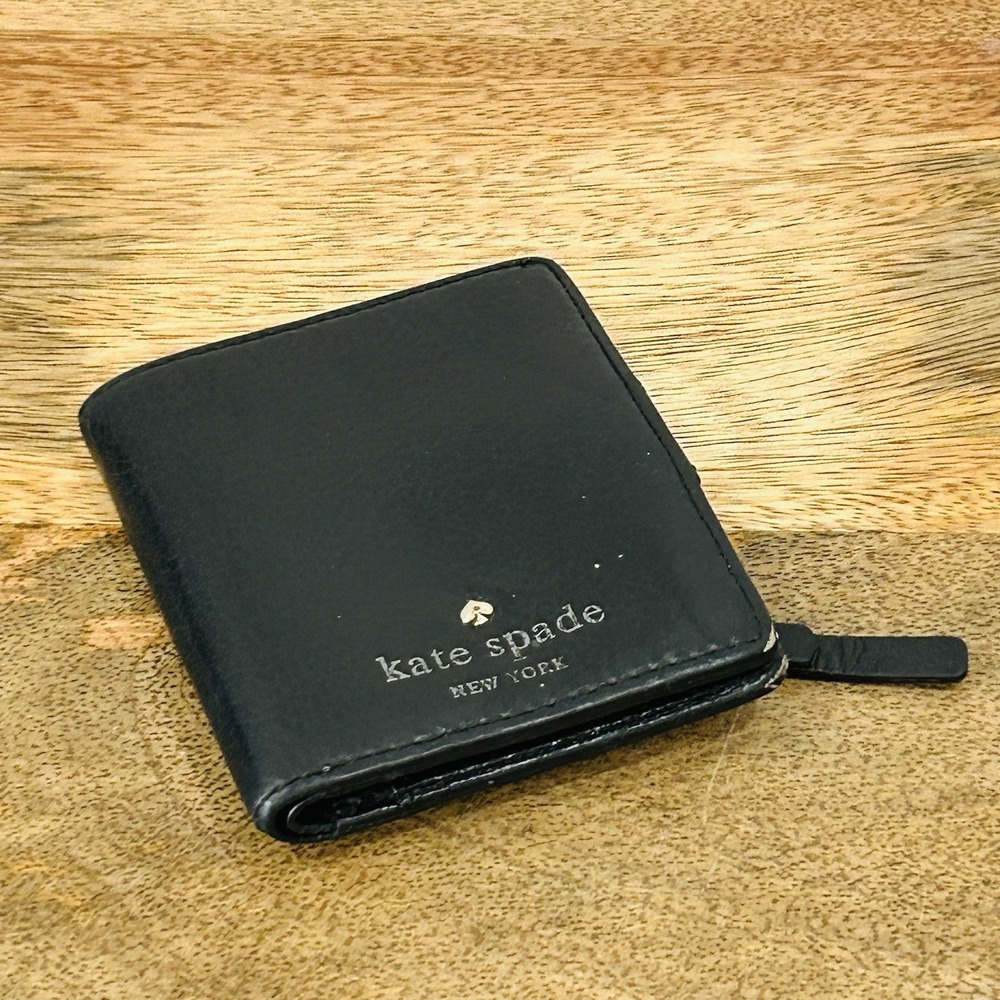 Kate Spade New York Black Leather Mini Wallet Women's Bifold